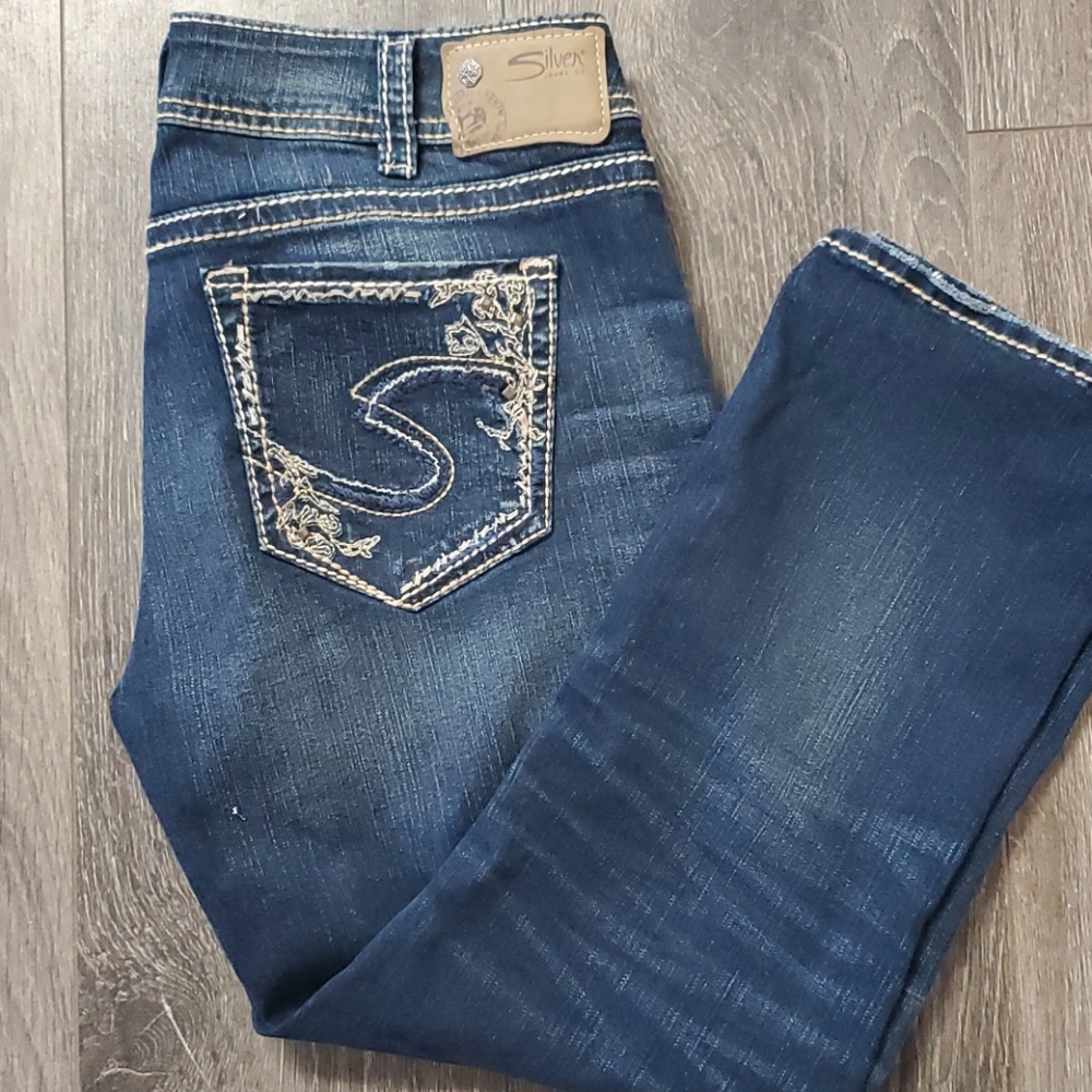 Silver crop jeans EUC. W32 L22 1/2